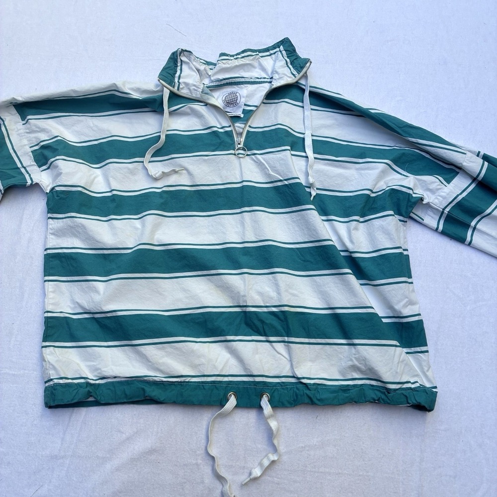 Urban Outfitters Pullover Jacket Women Large Blue White Stripe Coastal Preppy